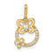 14K Yellow Gold Cubic Zirconia Butterflies Pendant