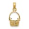 10K Yellow Gold 3D Textured Moveable Handle Basket Charm