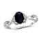 Black Sapphire with White Diamond Accent Rhodium Over Sterling Silver
Ring 1.00ctw
