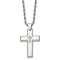 White Cubic Zirconia Stainless Steel Men's Cross Pendant With Chain