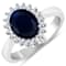 1.49ctw Blue Sapphire and Diamond 14K White Gold Halo Ring