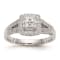 Rhodium Over 14K White Gold Diamond Cluster Engagement Ring 0.50ctw