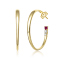 Red & Clear Cubic Zirconia, 14k Gold Over Sterling Silver with
3-Stone C-Hoop Earrings 0.28ctw