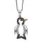 Rhodium Over Sterling Silver Enamel and Cubic Zirconia Penguin Necklace