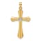 14K Yellow Gold Polished and Grooved Hollow Diamond Cross Pendant