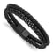 Black Leather and Stainless Steel Polished Black IP Plated Chain
8.5-inch Bracelet