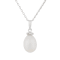 9-10mm White Cultured Freshwater Pearl Sterling Silver Pendant W/Chain