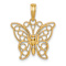 14k Yellow Gold Large Filigree Cut-Out Butterfly Pendant