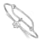 Rhodium Over Sterling Silver Flower Adjustable Baby Bangle