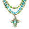 Barse Jewelry Composite Turquoise, Jasper & Magnesite Gold Tone
Layered Cross Necklace