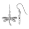 Rhodium Over Sterling Silver Polished Dragonfly Dangle Earrings