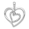 Rhodium Over 14k White Gold Diamond Double Heart Pendant