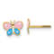 14K Yellow Gold Polished Enameled Butterfly Screwback Post Earrings