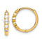 14k Yellow Gold Cubic Zirconia 7/16" Hinged Hoop Earrings