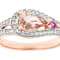 Morganite, Lab Pink Sapphire And White Zircon Two-Tone Ring In 18K Rose
And Rhodium Over Sterling Silver 1.20ctw