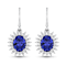 2.82ctw 14K White Gold Tanzanite and White Diamond Halo Earrings