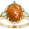 Sunstone, Opal And White Zircon Ring In 18K Gold Over Sterling Silver 0.29ctw