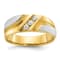 10K Two-tone Yellow and White Gold Men's Polished and Satin Grooved
3-Stone A Diamond Ring 0.15ctw