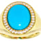 Turquoise Oval And White Zircon Ring In 18K Gold Over Sterling Silver 0.14ctw