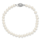 Rhodium Over Sterling Silver 5-6mm White Freshwater Cultured Pearl Bracelet