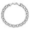 Rhodium Over 14k White Gold 7mm Triple Link Charm Bracelet