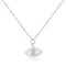 Citrine and Moissanite Rhodium Over Sterling Silver Evil Eye Necklace