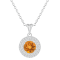 7mm Round Citrine And White Topaz Accent Rhodium Over Sterling Silver
Double Halo Pendant w/Chain