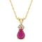 6x4mm Pear Shape Ruby with Diamond Accents 14k Yellow Gold Pendant With Chain