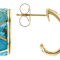 Turquoise Inlay J-Hoop Earrings In 18K Gold Over Sterling Silver