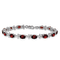 Rhodium Over 14k White Gold Floral Diamond and Garnet Bracelet