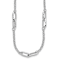 Rhodium Over Sterling Silver Polished and Hammered Link Necklace