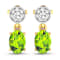 1.26ctw 14K Yellow Gold Oval Green Peridot and White Diamond Halo Earrings