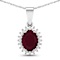 1.50ctw 14K White Gold Ruby and White Diamond Pendant with 18 inch Cable Chain
