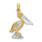 14k Yellow Gold and Rhodium Over 14k Yellow Gold Textured Standing
Pelican Charm