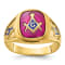 10K Yellow Gold Men's Enamel and Lab Created Ruby Blue Lodge Masonic Ring