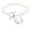 White Freshwater Pearl Bracelet with Sterling Silver Engraveable Heart
Toggle Clasp