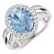 3.29 ctw Oval Blue Aquamarine and Diamond 14K White Gold Split Shank
Halo Ring