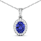 1.09ctw 14K White Gold Tanzanite and White Diamond Pendant with 18 inch
Cable Chain