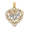 14k Yellow Gold and 14k Rose Gold with Rhodium Over 14k Yellow Gold
Textured Mom Heart Flower Charm