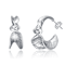 Twisted C-Hoop Earrings In Rhodium Over Brass