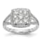 Rhodium Over 14K White Gold Lab Grown Diamond Cluster Engagement Ring 0.995ctw