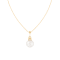 White Cultured Freshwater Pearl and Diamond 14K Yellow Gold Pendant 8-8.5mm