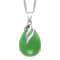 Green 18x13MM  Jadeite Tear Drop Shape Sterling Silver Pendant with
Singapore Chain