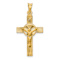 14k Yellow Gold Polished Satin and Diamond-Cut Crucifix Pendant