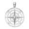 Rhodium Over Sterling Silver Polished Large Nautical Compass Pendant