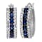 Lab-Created Blue And White Sapphire Hoop Earrings In Sterling Silver