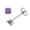 Sterling Silver 4mm Cubic Zirconia February Birthstone Series Stud Earrings