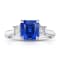 Rectangular Octagonal Blue Sapphire and Diamond Platinum Ring 3.64ctw