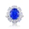 Oval Blue Sapphire and Diamond Platinum Ring
