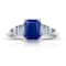 Rectangular Octagonal Blue Sapphire and Diamond Platinum Ring 3.04ctw